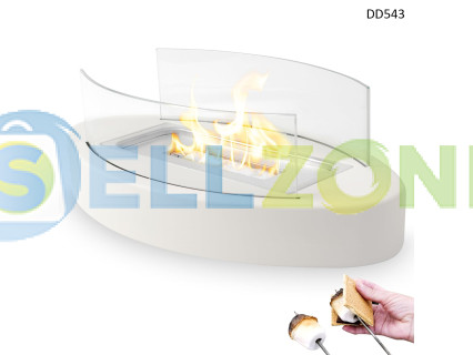 Οβάλ επιτραπέζιο τζάκι βιοαιθανόλης - διακόσμηση σχεδιαστή σε λευκό χρώμα – DD543